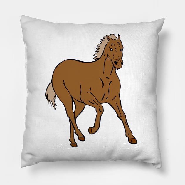 Mustang Galloping Retro Pillow by retrovectors