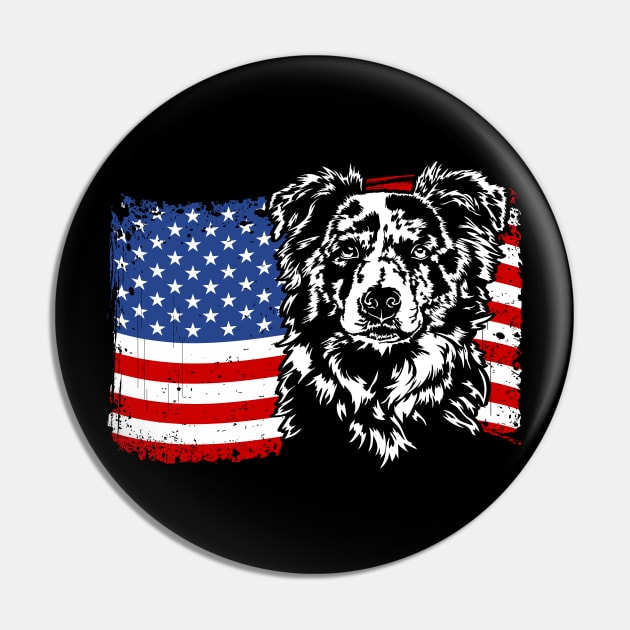 Proud Border Collie American Flag patriotic merle dog Pin by wilsigns