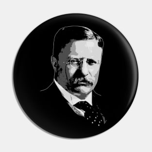 Theodore Roosevelt Black and White Pin