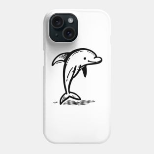 Stick Figure of a Dolphin in Black Ink Phone Case