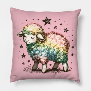 Little rainbow sheep Pillow