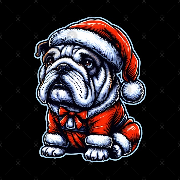 Bulldog as Santa for Christmas by cowyark rubbark