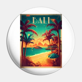 Bali Beach Resort Vintage Travel Art Poster Pin