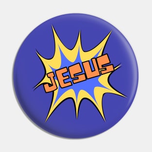 Christian Faith Design, Comic Book Style - Jesus Is My Super Hero Pin