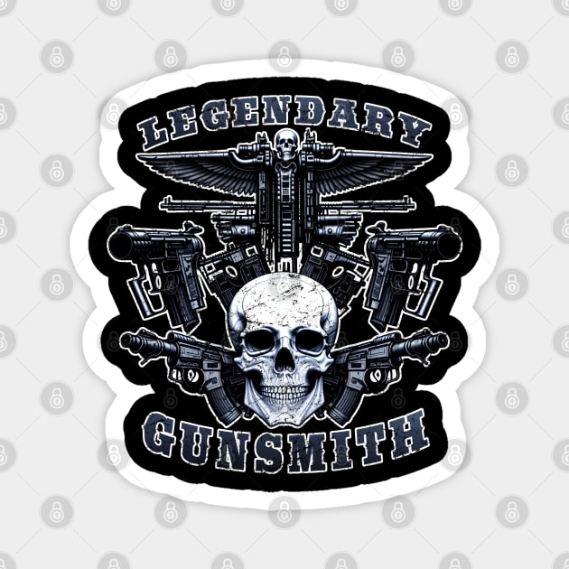 Legendary Gunsmith Skull Logo Military gift Magnet by 8 Fists of Tees