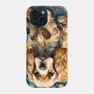 Cocker Spaniel Dog Breed Painting Dog Breed Painting in a Van Gogh Starry Night Art Style Phone Case