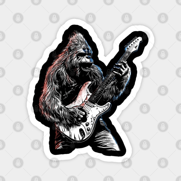 The Sasquatch Guitarist: Bigfoot's Electric Jams Magnet by GoshWow®