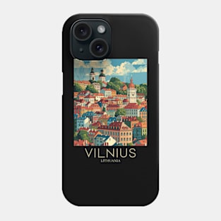 A Pop Art Travel Print of Vilnius - Lithuania Phone Case