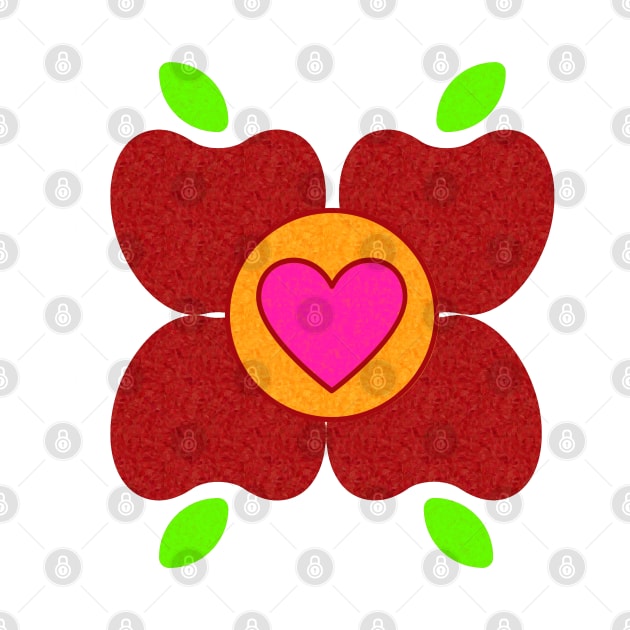 Pink Heart Flower Fruit Art by TeachUrb