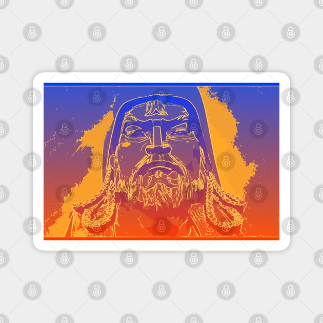 Vaporwave Genghis Khan 4221 Ulaanbaatar Magnet by werewolfintheair