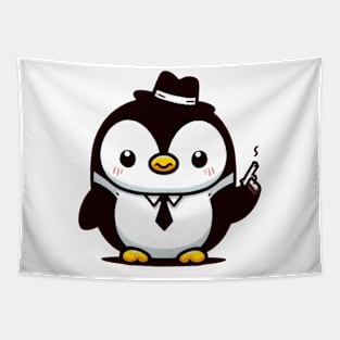 Cute penguin mafia Tapestry