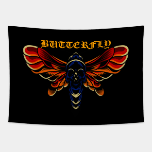 Butterfly Colorfull Skull Art Tapestry