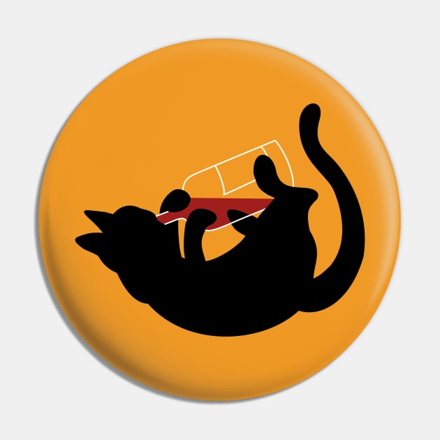 Black Cat & Red Wine - Drinking Kitty Pin by GiuliaM