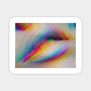 Neon Glitch Lips - Pop Art - Glitchy - Pansexual Flag Colors Magnet