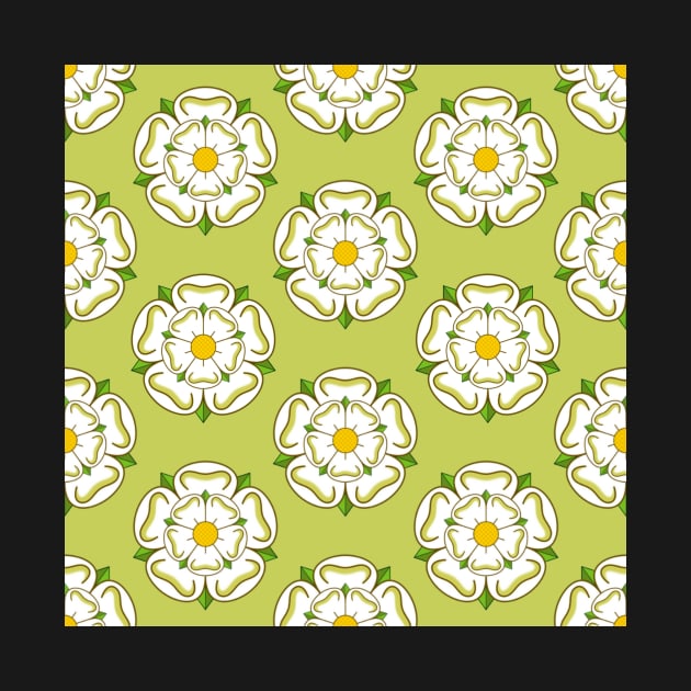 Yorkshire Rose - Pattern - Green Background by Juggahnaut