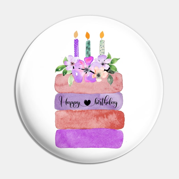 Happy Birthday purple Cake Pin by Anines Atelier