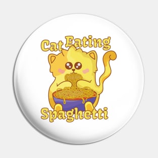 Cat Eating Spaghetti - Cat Cute Pin