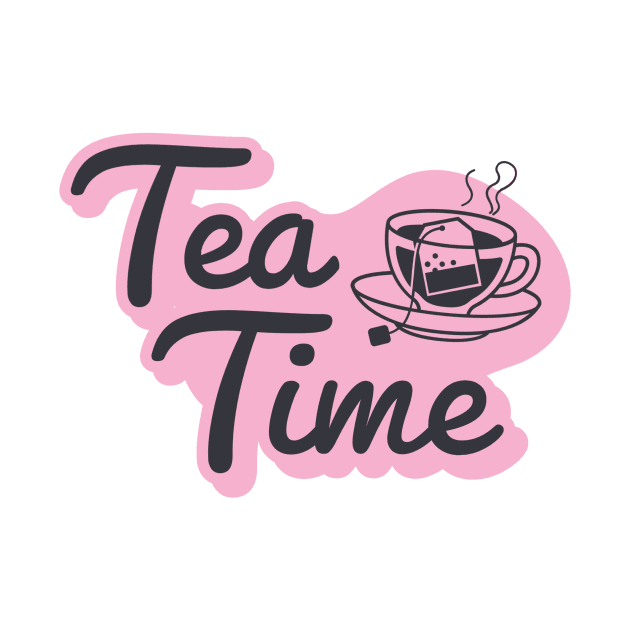 Black and Pink Teatime For Shirts, Bags, Stickers, Hats by MIDALE