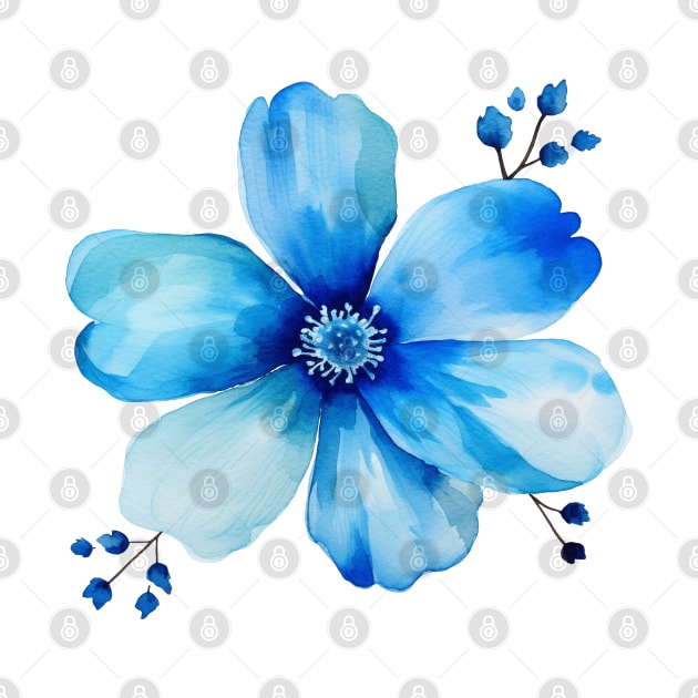 Little Blue Flower Watercolor by Nightarcade