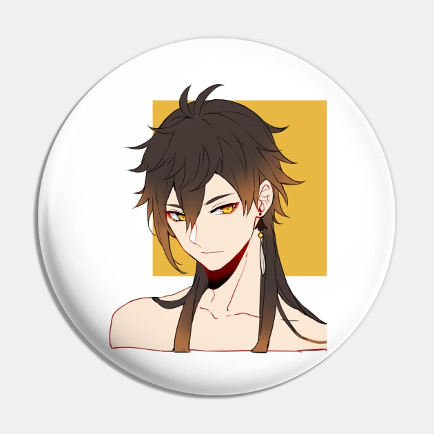 Genshin Impact - Zhongli Long Hair with Background Pin by MykaAndSalmon