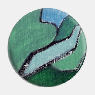 Cobalt Blue Navy Green Abstract Art Pin