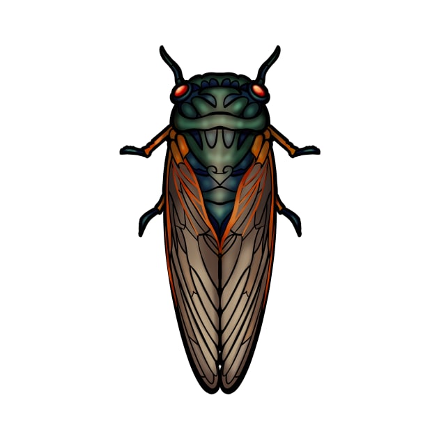 Art Nouveau Cicada Black Outline by RJKpoyp