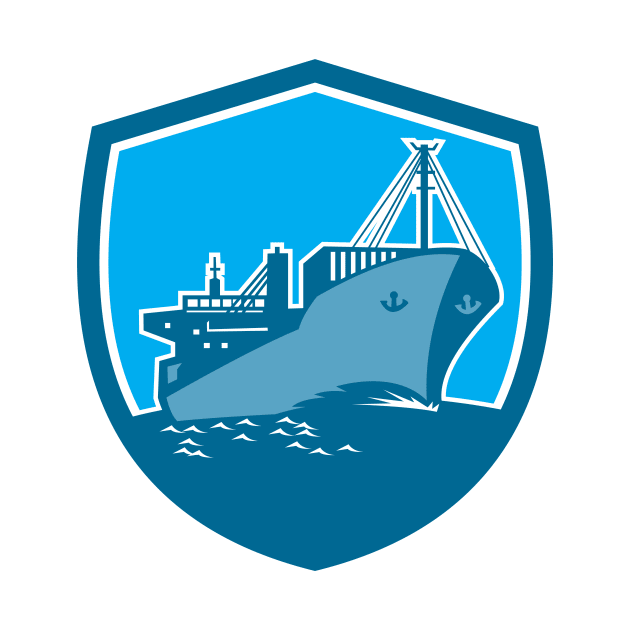 Container Ship Cargo Boat Shield Retro by patrimonio