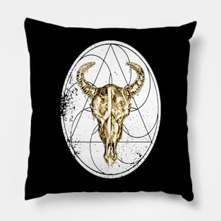 Bulls Skull Taurus Skeleton Pillow