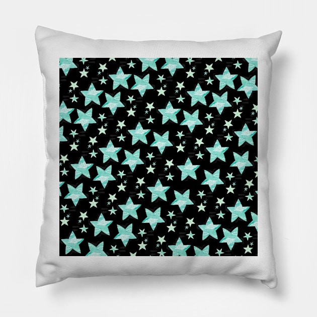 Twinkle little green stars in the dark Pillow by EmilieGeant