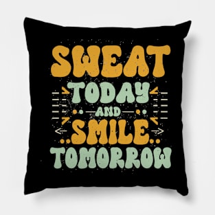 Push the Limits: Retro Fitness Inspiration Pillow