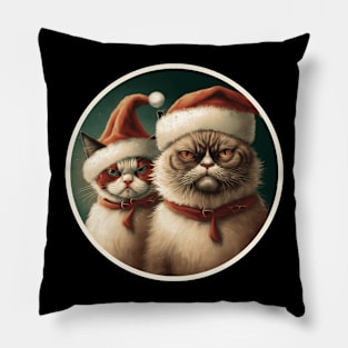 Funny Family Christmas Angry Cats With Santa Hat Pillow