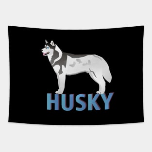 Lively Husky Dog Side View Tapestry