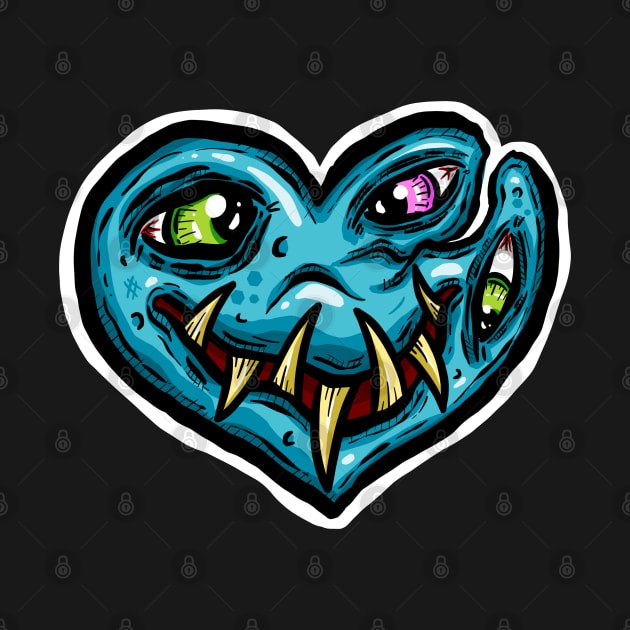 Zombie Heart Smile Eyes Blue Valentines Day by Squeeb Creative