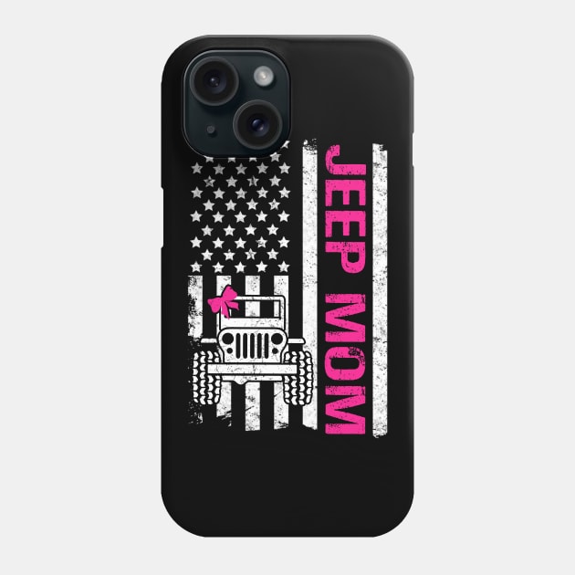 Jeep Mom American Flag Cute Jeep Ribbon Jeeps Lover Phone Case by Jane Sky