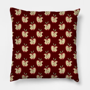 Apple Halves Deep Red Pattern Pillow