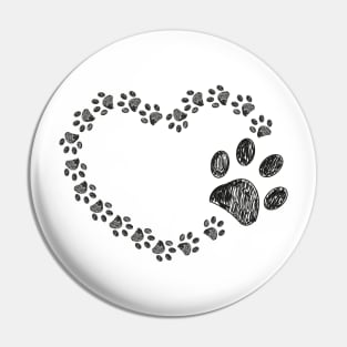 Made of paw print heart. Happy Valentine's day design Pin