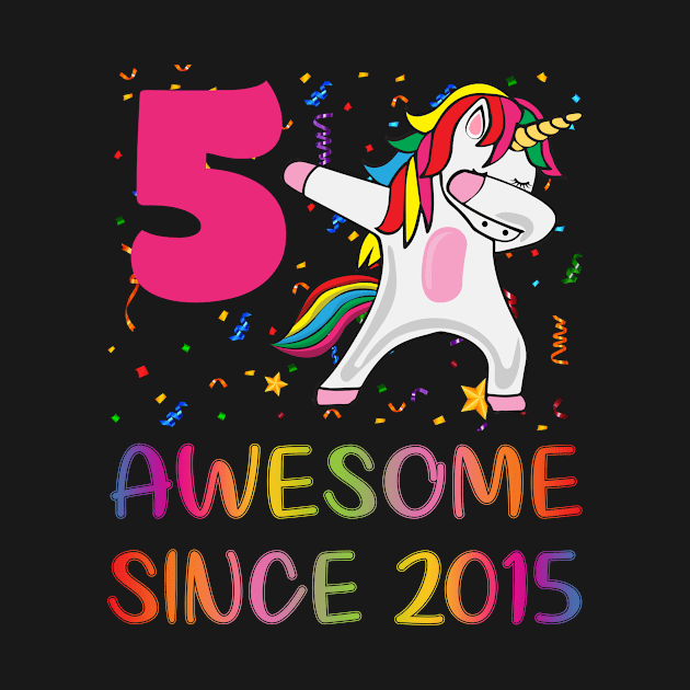 5 Years Old 5th Birthday Unicorn Dabbin by tempoart