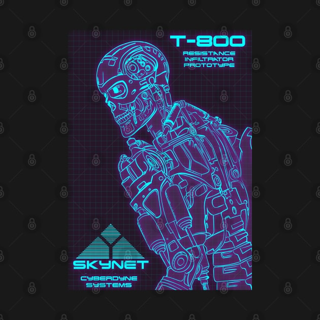 Terminator T-800 skynet 80s neon Slim by wet_chicken_lip