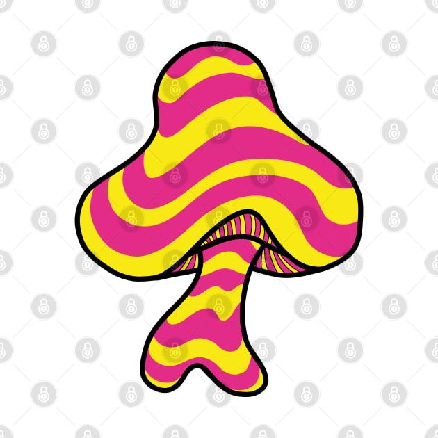 The Perfect Mushroom: Exotic Trippy Wavy Pink and Yellow Stripes Contour Lines by Ciara Shortall Art