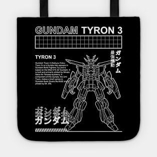 ZZ GUNDAM TYRON 3 MSZ-010  BLACK WHITE STREETWEAR Tote