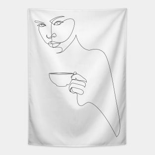 coffee girl - one line art Tapestry