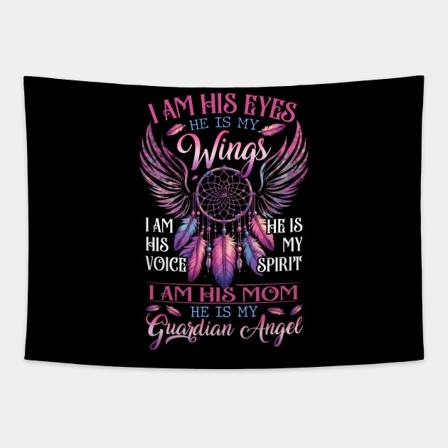 Mom Son He Is My Guardian Angel Tapestry by Buleskulls 