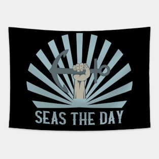 Seas They Day Anchor Cruise Design Tapestry