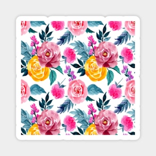 Colorful floral watercolor seamless pattern Magnet