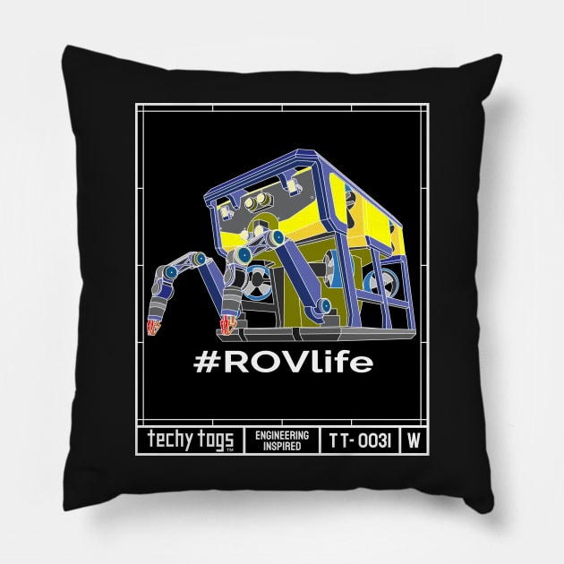 #ROVlife (TT-0031-W White on Black) Pillow by techy-togs