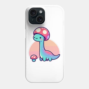 Kawaii simple Mushroom Hat Dinosaur Brontosaurus Phone Case