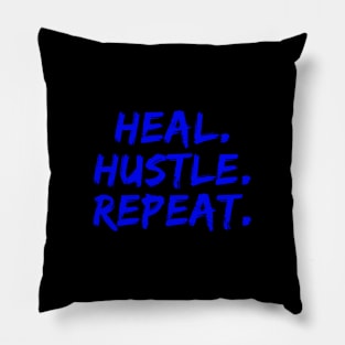 Heal Hustle Repeat Neon Blue Pillow