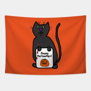 Vampire Horror Cat with Halloween Card Tapestry