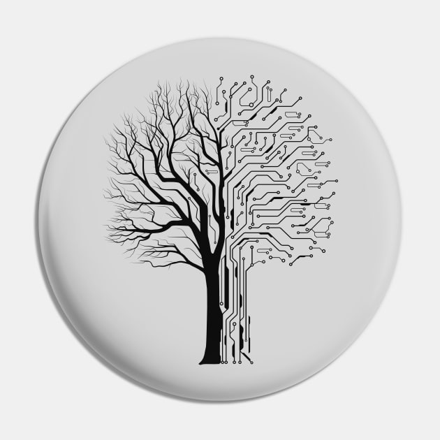 Digital tree black Pin by Tigr