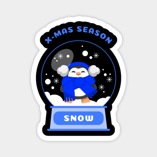 Xmas Season Snow Penguin (Blue) Magnet